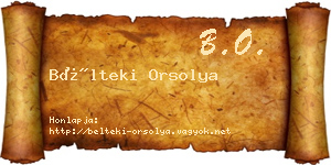 Bélteki Orsolya névjegykártya